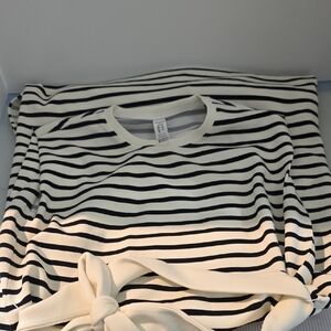 SPANX Cream and Black Striped Shirt